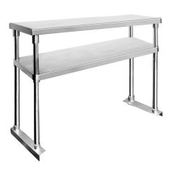 Double Tier Workbench Flat Feet Overshelf 750mm High